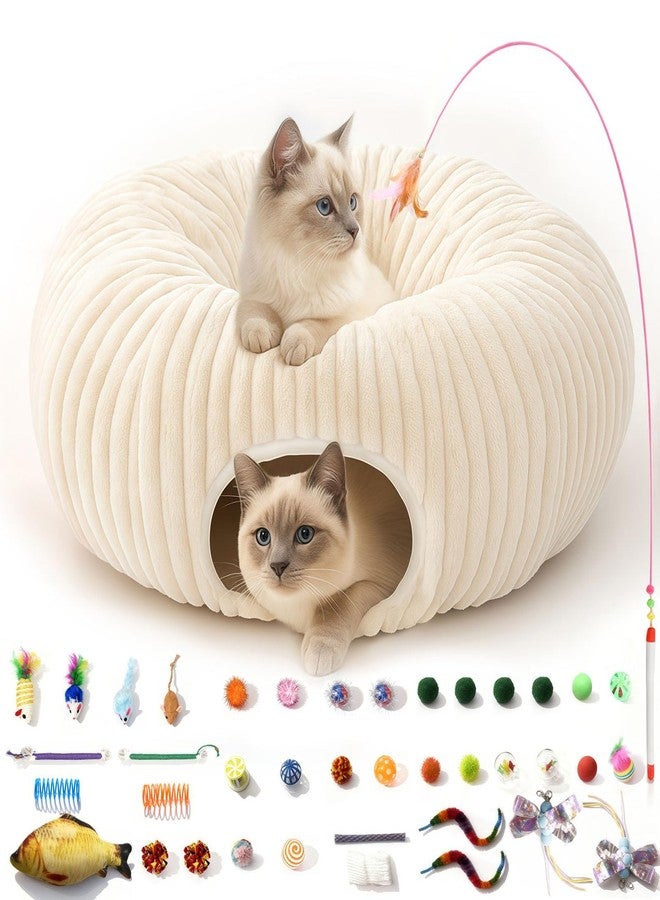 MOYMO Cat Tunnel Bed with 40 Cat Toys, Collapsible Play Tunnel for Indoor Cats, Cat Tube for Kitten Puppy - Image 1